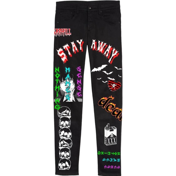 Sugar Hill Other - SUGAR HILL Hellscape Jean Goth Punk Street Wear Art to Wear Cosplay Artsy